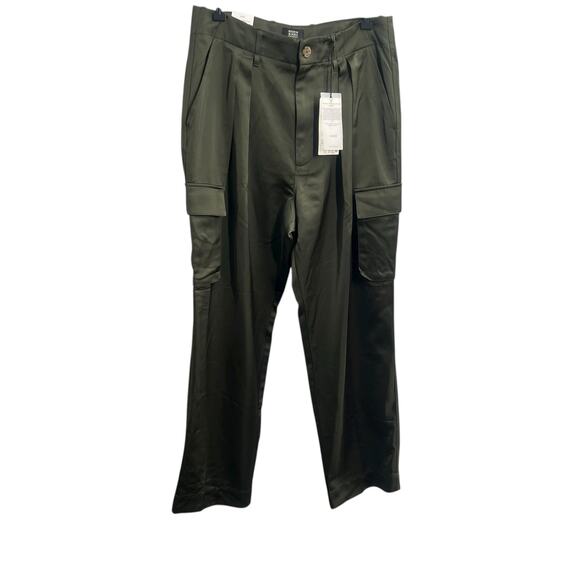 Scotch And Soda Faye High-Rise Tapered Leg Satin Cargo Pant Women's Large NEW - Picture 3 of 16